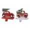 Glitzhome&#xAE; Wooden &#x26; Metal Red Car &#x26; Truck Stocking Holder Set